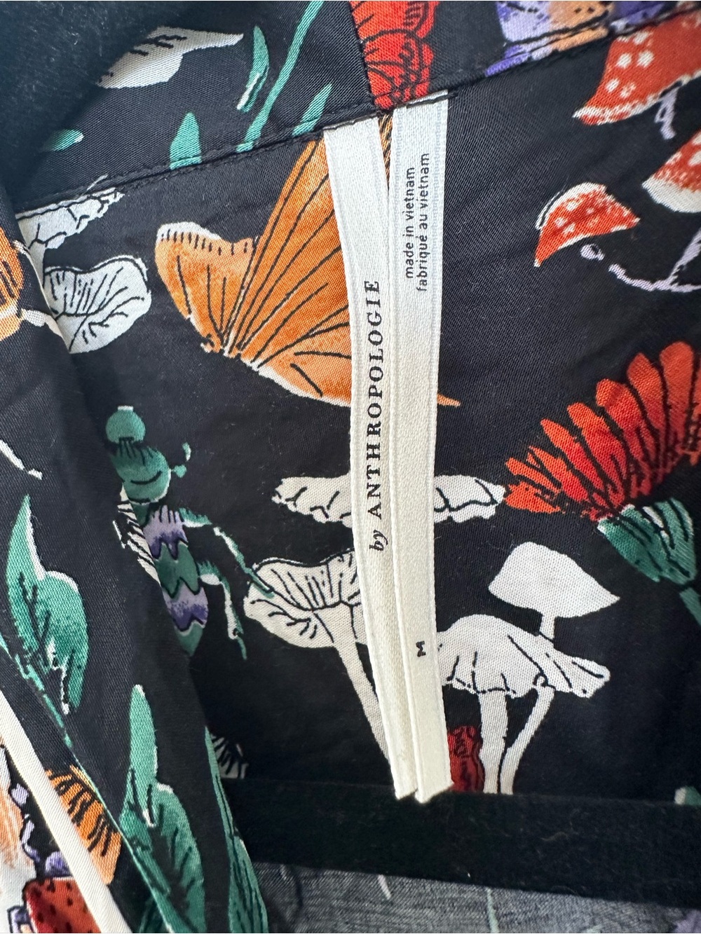 Anthropologie Silky Patterned Pajama Set Mushroom Print Top & Bottom - Picture 9 of 15